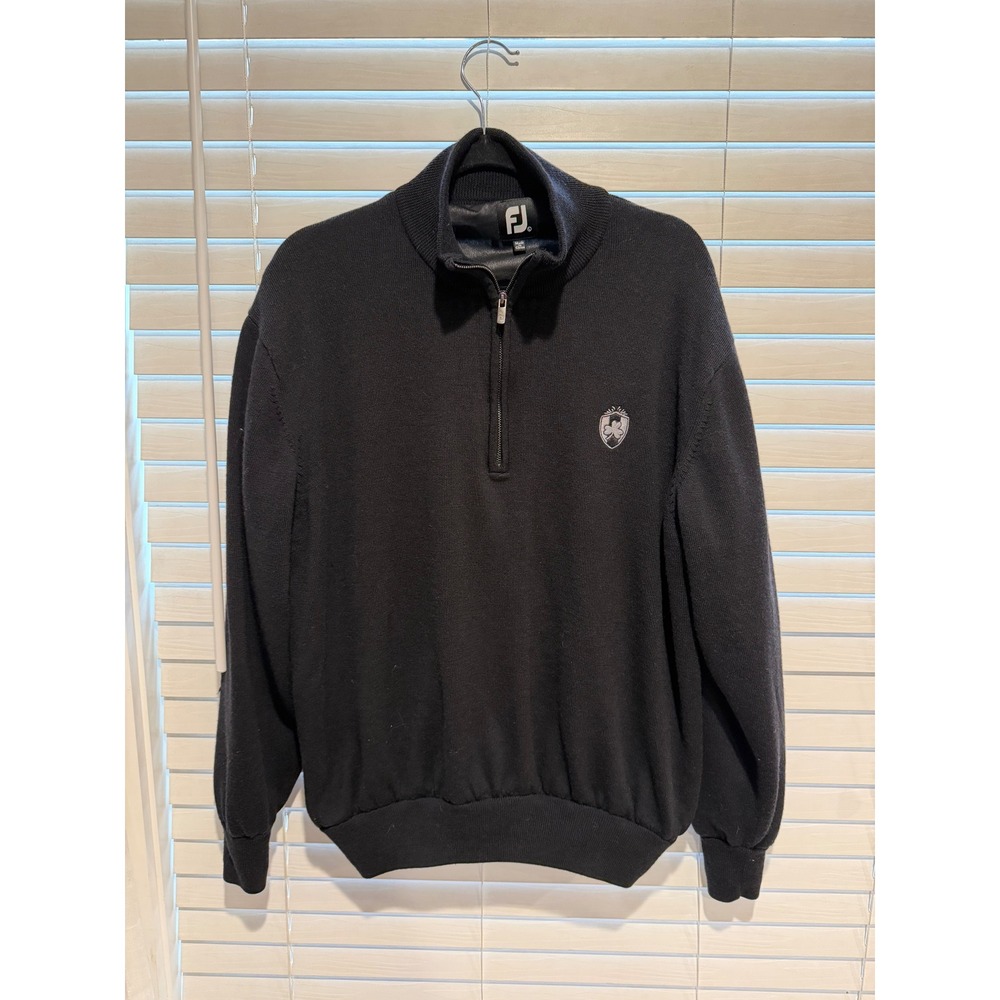 FootJoy FJ Mens Black Wool‎ Blend Quarter Zip Golf Sweater Pullover L